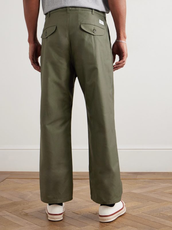Straight-Leg Pleated Cotton Trousers - BK Straight-Leg Pleated Cotton Trousers - BK