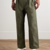 Straight-Leg Pleated Cotton Trousers - FR Straight-Leg Pleated Cotton Trousers - FR