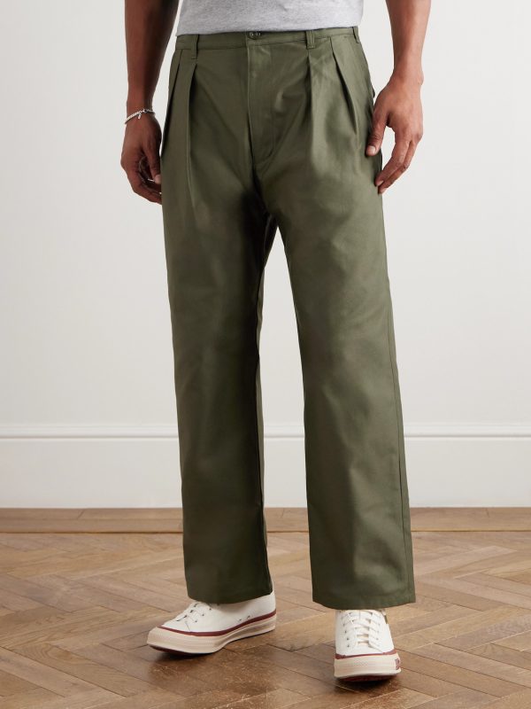 Straight-Leg Pleated Cotton Trousers - FR Straight-Leg Pleated Cotton Trousers - FR