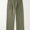 Straight-Leg Pleated Cotton Trousers Straight-Leg Pleated Cotton Trousers