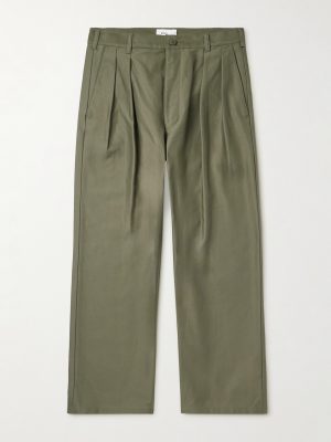 Straight-Leg Pleated Cotton Trousers Straight-Leg Pleated Cotton Trousers