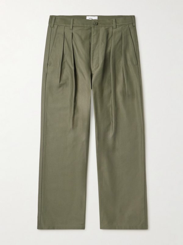 Straight-Leg Pleated Cotton Trousers Straight-Leg Pleated Cotton Trousers