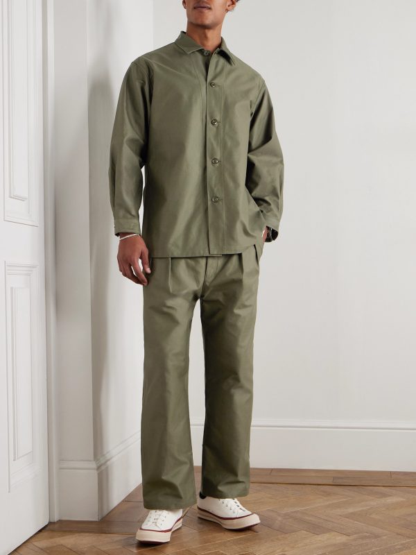 Straight-Leg Pleated Cotton Trousers - OU Straight-Leg Pleated Cotton Trousers - OU