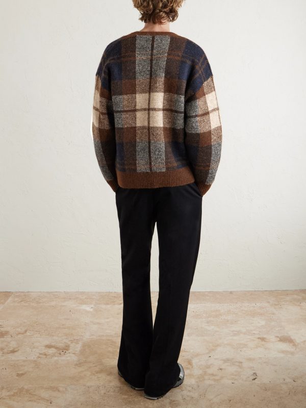 Palmer Logo-Appliquéd Checked Jacquard-Knit Cardigan - BK