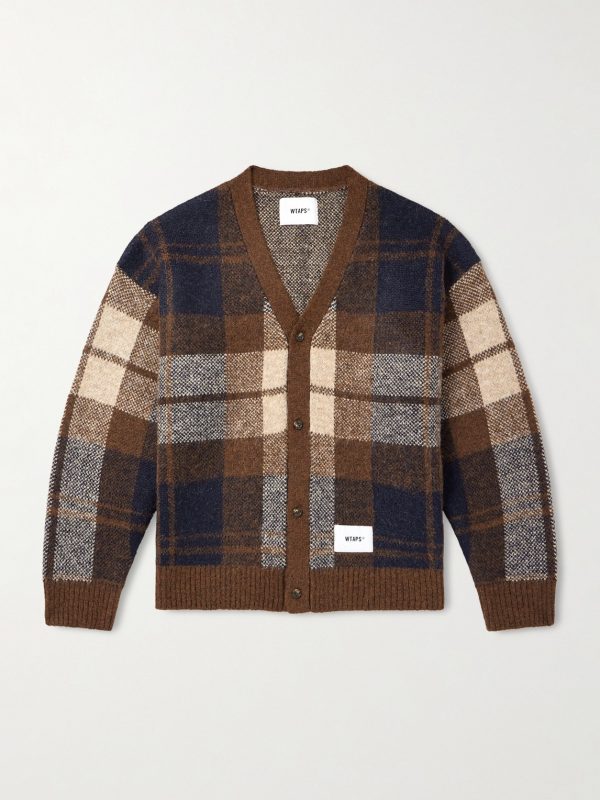 Palmer Logo-Appliquéd Checked Jacquard-Knit Cardigan