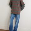 Waffle-Knit Trimmed Logo-Embroidered Striped Cotton-Jersey T-Shirt - OU