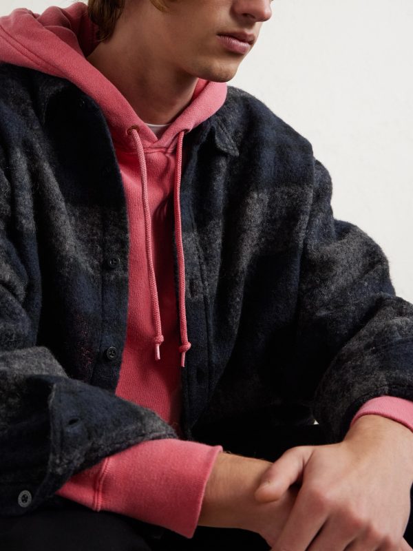 Logo-Appliquéd Checked Brushed Wool-Blend Overshirt - FR Logo-Appliquéd Checked Brushed Wool-Blend Overshirt - FR