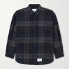 Logo-Appliquéd Checked Brushed Wool-Blend Overshirt Logo-Appliquéd Checked Brushed Wool-Blend Overshirt