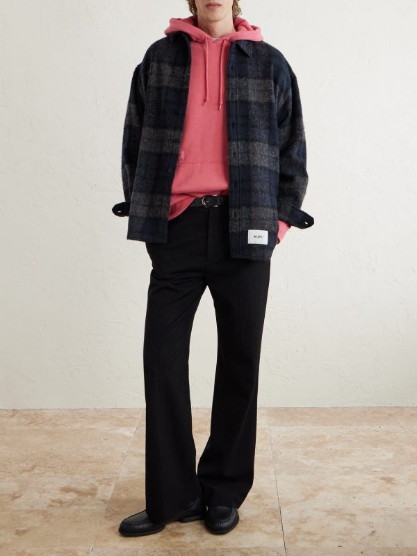 Logo-Appliquéd Checked Brushed Wool-Blend Overshirt - OU Logo-Appliquéd Checked Brushed Wool-Blend Overshirt - OU