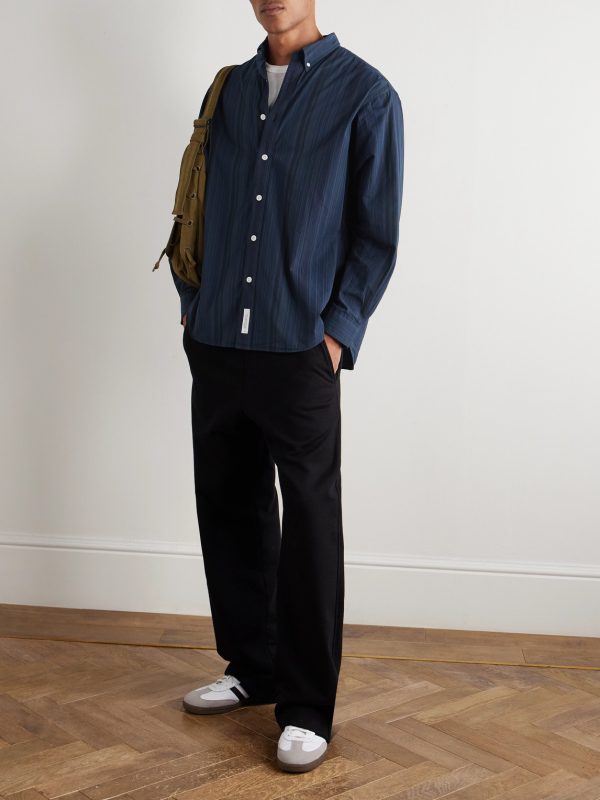 Button-Down Collar Striped Cotton-Broadcloth Shirt - OU