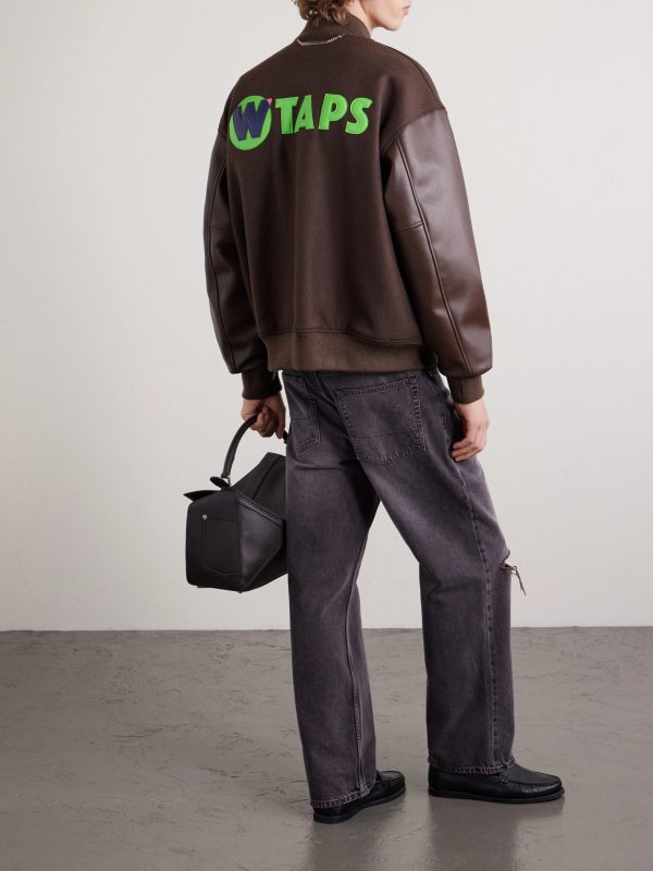 Logo-Appliquéd Panelled Melton Wool-Blend Jacket - BK