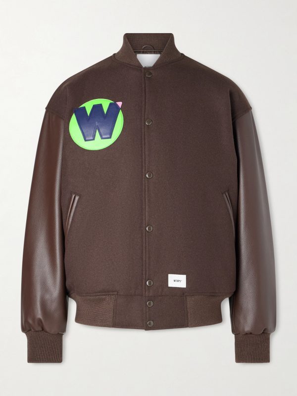 Logo-Appliquéd Panelled Melton Wool-Blend Jacket
