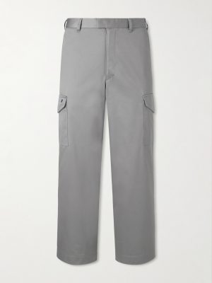 Straight-Leg Cotton-Blend Twill Trousers Straight-Leg Cotton-Blend Twill Trousers