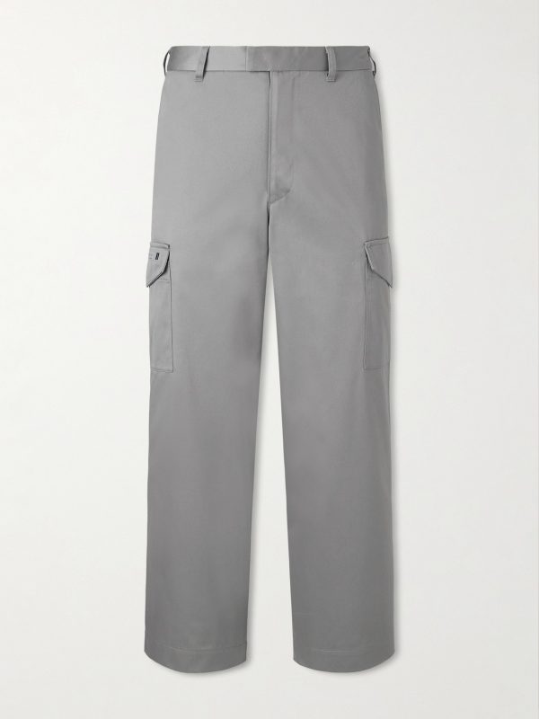 Straight-Leg Cotton-Blend Twill Trousers Straight-Leg Cotton-Blend Twill Trousers