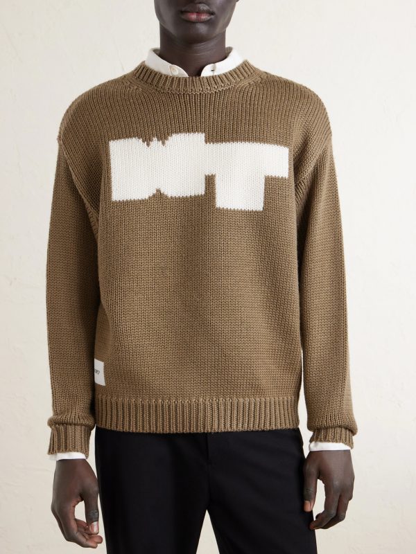 Logo-Intarsia Ribbed-Knit Sweater - FR