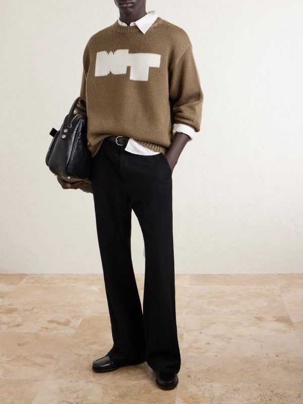 Logo-Intarsia Ribbed-Knit Sweater - OU