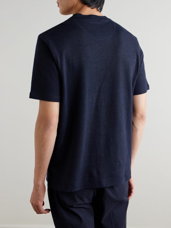 Linen and Organic Cotton-Blend T-Shirt - BK