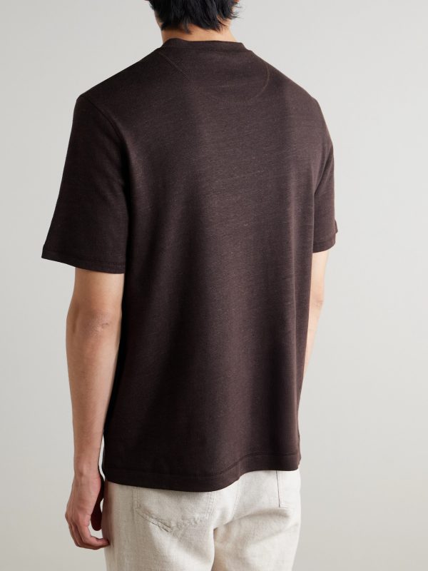 Linen and Organic Cotton-Blend T-Shirt - BK