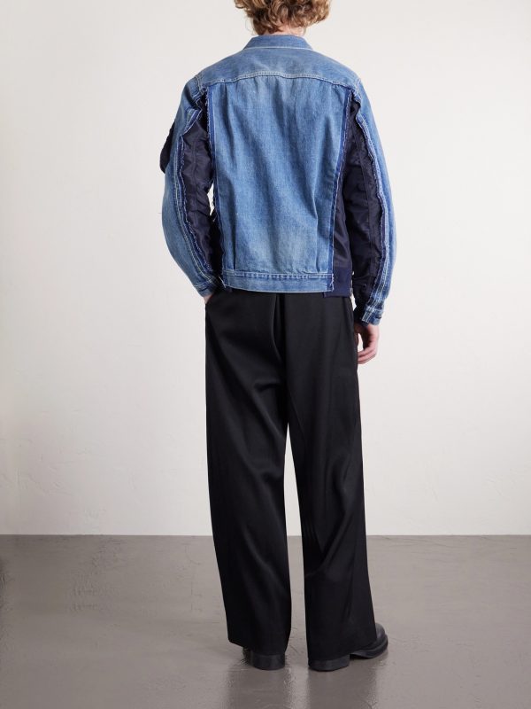 Denim and Nylon-Twill Bomber Jacket - BK