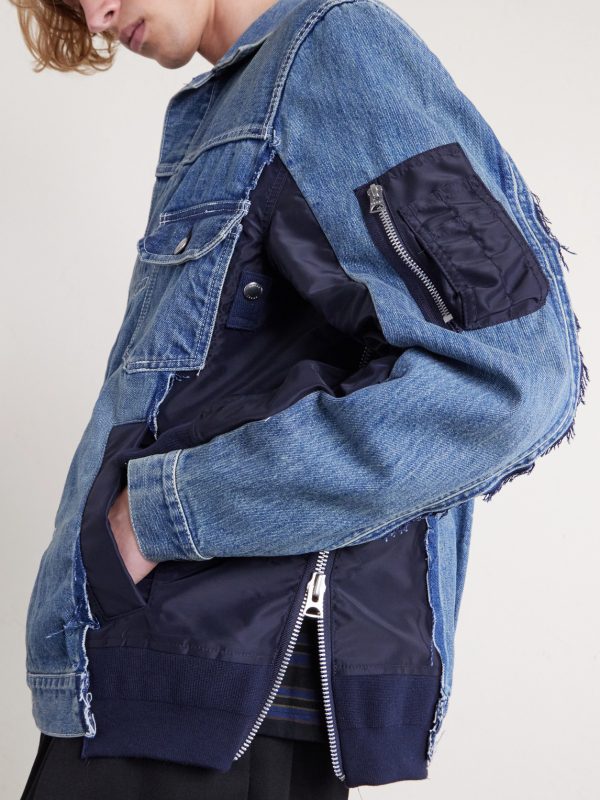 Denim and Nylon-Twill Bomber Jacket - CU