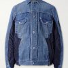 Denim and Nylon-Twill Bomber Jacket