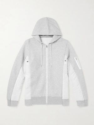 MA-1 Nylon-Trimmed Cotton-Blend Jersey Zip-Up Hoodie