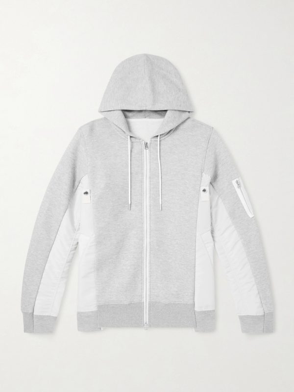 MA-1 Nylon-Trimmed Cotton-Blend Jersey Zip-Up Hoodie