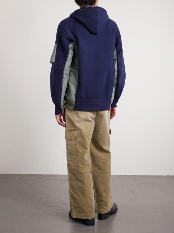 MA-1 Nylon-Trimmed Cotton-Blend Jersey Zip-Up Hoodie - BK MA-1 Nylon-Trimmed Cotton-Blend Jersey Zip-Up Hoodie - BK