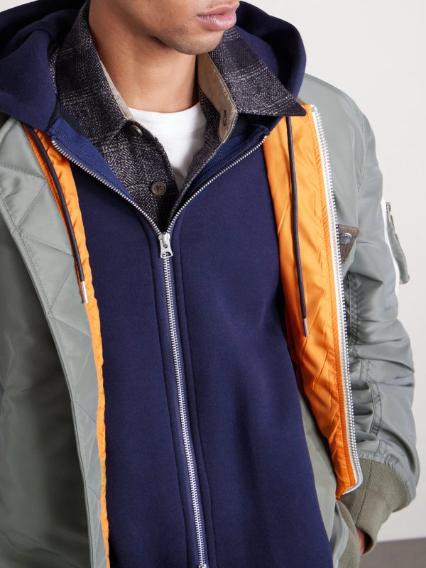 MA-1 Nylon-Trimmed Cotton-Blend Jersey Zip-Up Hoodie - CU MA-1 Nylon-Trimmed Cotton-Blend Jersey Zip-Up Hoodie - CU