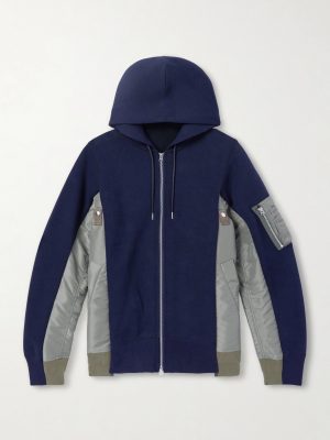 MA-1 Nylon-Trimmed Cotton-Blend Jersey Zip-Up Hoodie