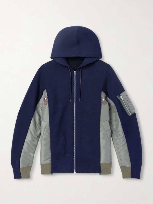 MA-1 Nylon-Trimmed Cotton-Blend Jersey Zip-Up Hoodie MA-1 Nylon-Trimmed Cotton-Blend Jersey Zip-Up Hoodie