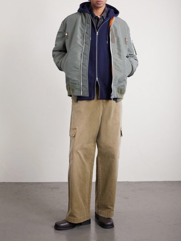 MA-1 Nylon-Trimmed Cotton-Blend Jersey Zip-Up Hoodie - OU MA-1 Nylon-Trimmed Cotton-Blend Jersey Zip-Up Hoodie - OU