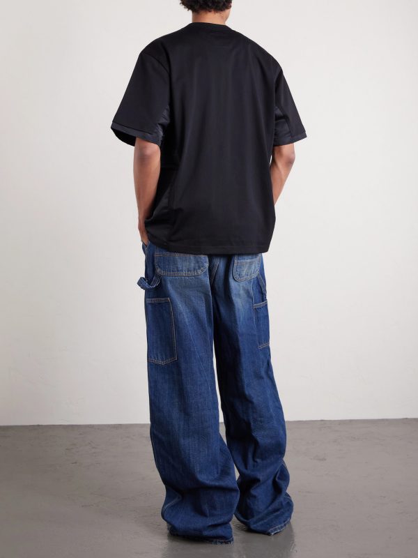 Appliquéd Shell-Trimmed Cotton-Jersey T-Shirt - BK Appliquéd Shell-Trimmed Cotton-Jersey T-Shirt - BK