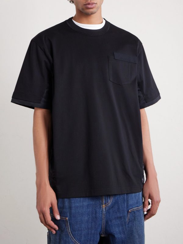 Appliquéd Shell-Trimmed Cotton-Jersey T-Shirt - FR Appliquéd Shell-Trimmed Cotton-Jersey T-Shirt - FR