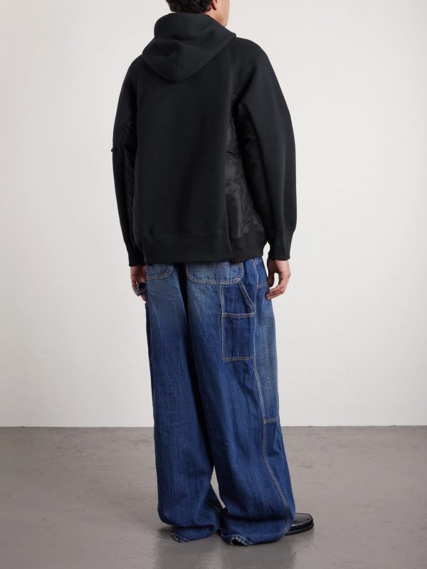Nylon-Trimmed Cotton-Blend Jersey Hoodie - BK Nylon-Trimmed Cotton-Blend Jersey Hoodie - BK