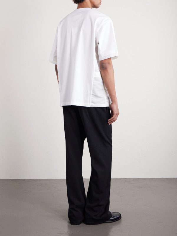 Appliquéd Shell-Trimmed Cotton-Jersey T-Shirt - BK Appliquéd Shell-Trimmed Cotton-Jersey T-Shirt - BK