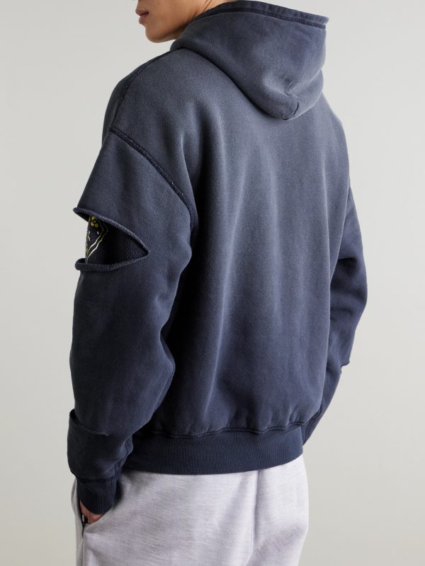 Reversible Distressed Printed Cotton-Jersey Hoodie - BK Reversible Distressed Printed Cotton-Jersey Hoodie - BK