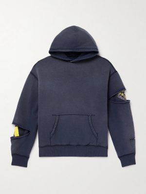 Reversible Distressed Printed Cotton-Jersey Hoodie Reversible Distressed Printed Cotton-Jersey Hoodie