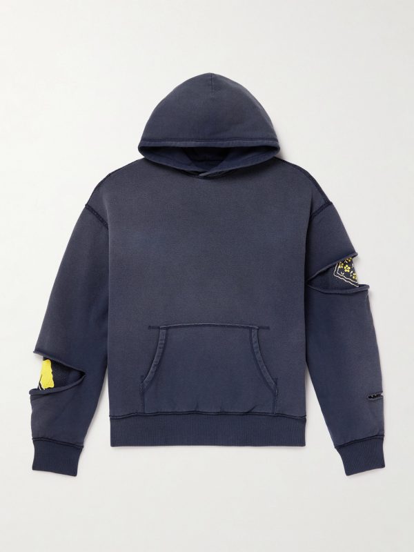 Reversible Distressed Printed Cotton-Jersey Hoodie Reversible Distressed Printed Cotton-Jersey Hoodie