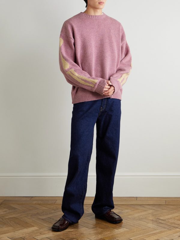Bone Oversized Intarsia Wool Sweater - OU Bone Oversized Intarsia Wool Sweater - OU