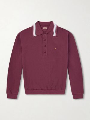 Box Striped Embroidered Cotton-Piqué Polo Shirt Box Striped Embroidered Cotton-Piqué Polo Shirt