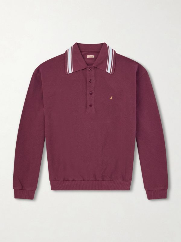Box Striped Embroidered Cotton-Piqué Polo Shirt Box Striped Embroidered Cotton-Piqué Polo Shirt