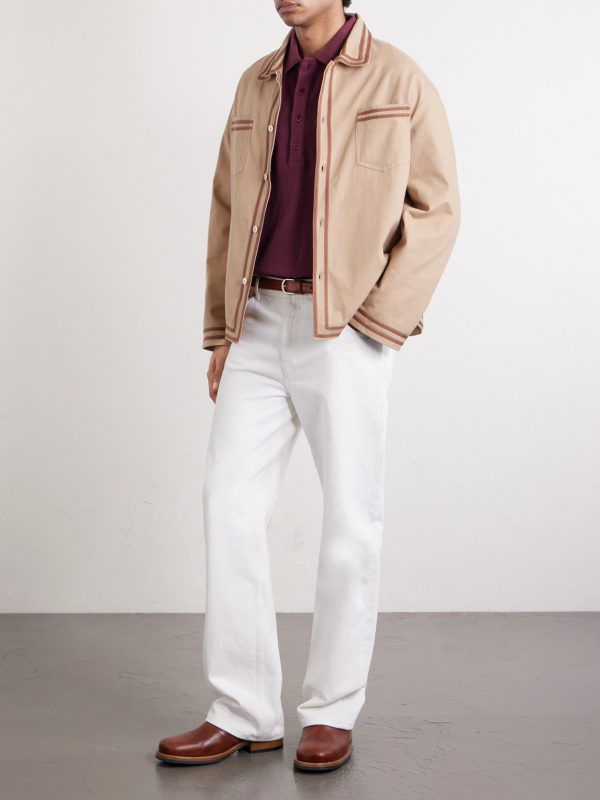Box Striped Embroidered Cotton-Piqué Polo Shirt - OU Box Striped Embroidered Cotton-Piqué Polo Shirt - OU