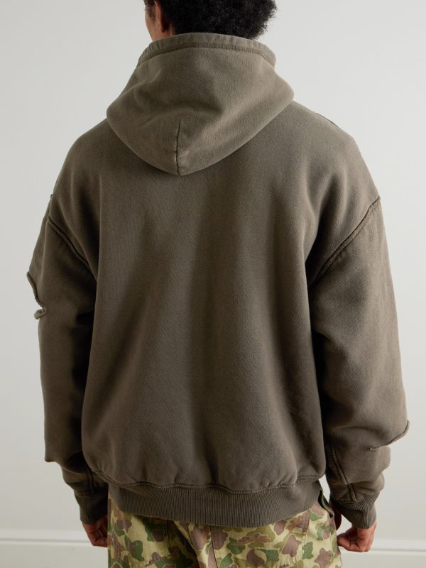 Reversible Distressed Printed Cotton-Jersey Hoodie - BK Reversible Distressed Printed Cotton-Jersey Hoodie - BK