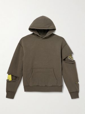 Reversible Distressed Printed Cotton-Jersey Hoodie Reversible Distressed Printed Cotton-Jersey Hoodie