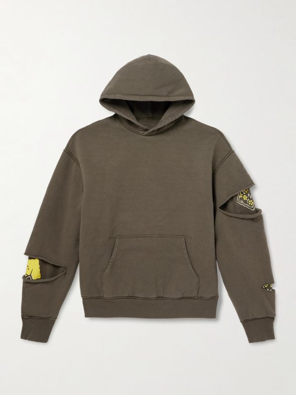 Reversible Distressed Printed Cotton-Jersey Hoodie Reversible Distressed Printed Cotton-Jersey Hoodie