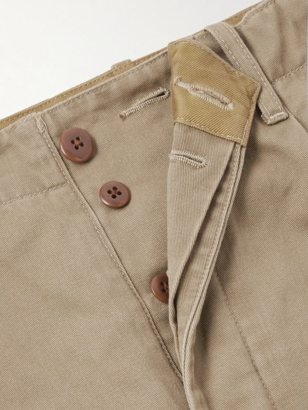 Straight-Leg Pleated Cotton-Twill Chinos - CU Straight-Leg Pleated Cotton-Twill Chinos - CU