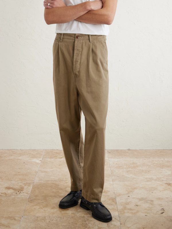 Straight-Leg Pleated Cotton-Twill Chinos - FR Straight-Leg Pleated Cotton-Twill Chinos - FR