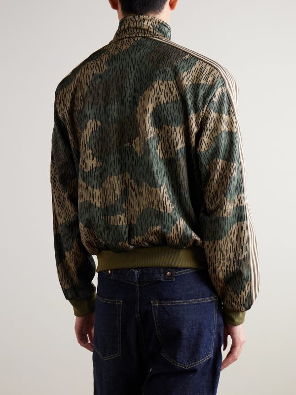 Striped Webbing-Trimmed Printed Jersey Track Jacket - BK Striped Webbing-Trimmed Printed Jersey Track Jacket - BK