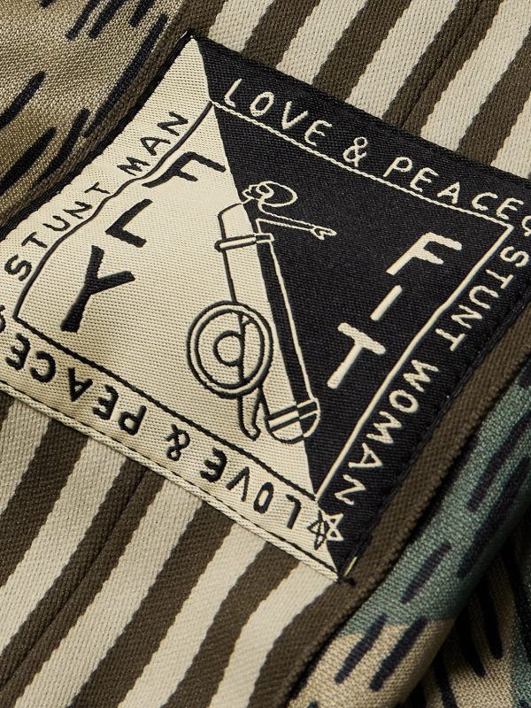 Striped Webbing-Trimmed Printed Jersey Track Jacket - E1 Striped Webbing-Trimmed Printed Jersey Track Jacket - E1